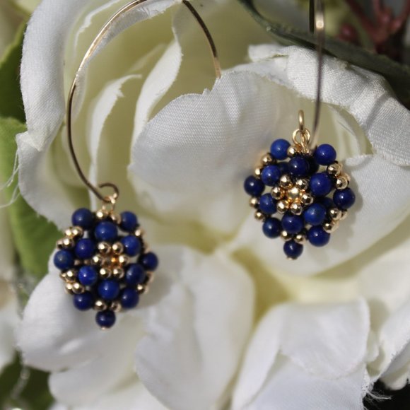 Lapis Lazuli and 14kt Gold Filled Dangle Earrings - Picture 8 of 16